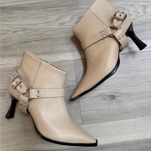 Reformation Taupe Ankle Boots with Buckle Detail